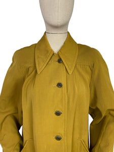 Original 1950's All Wool Gaberdine Dark Chartreuse Coat by Alligator - Bust 38