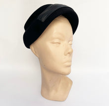 Load image into Gallery viewer, Original 1950&#39;s Black Felt Hat with Satin Trim - Classic Piece
