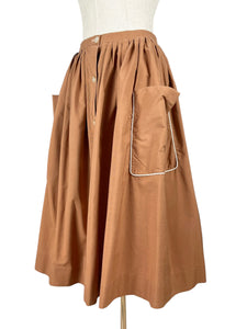 Original 1940's 1950's Brown Cotton Skirt by GOR-RAY - Waist 26 27