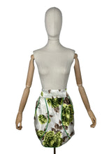 Load image into Gallery viewer, Original 1950&#39;s Pretty Ivory Satin Pinny with Pockets and Floral Design in Brown and Green - Waist 30 *
