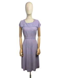 AS IS Original 1940's Lavender Purple Crepe Belted Day Dress - Bust 34 36