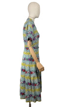Load image into Gallery viewer, Fabulous Original Late 1940's or Early 1950's Vibrant Floral Stripe Cotton Belted Day Dress - Bust 38 40
