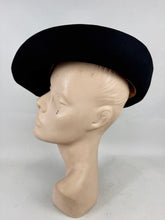 Load image into Gallery viewer, Original 1930’s 1940's Black Felt Fedora with Feather Trim by DUNLAP

