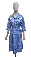 Load image into Gallery viewer, Original 1950’s Blue and White Cotton Day Dress with Double Collar - Bust 38
