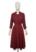 Load image into Gallery viewer, Original Late 1940&#39;s New Look &#39;A Leslie Fay Original&#39; Belted Rust Day Dress - Bust 38
