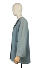 Load image into Gallery viewer, Original 1940&#39;s Wool Jacket in Soft Blue with Studded Cuffs and Pockets - Bust 36 38
