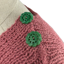 Load image into Gallery viewer, Reproduction 1940’s Hand Knitted Striped Jumper in Pink, White, Green and Brown Alpaca Wool - Bust 33 34 35
