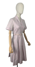 Load image into Gallery viewer, Original 1950's Crisp Cotton Belted Day Dress in Pink and Blue Plaid - Bust 36 37 *
