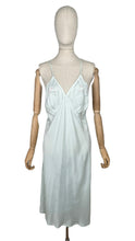 Load image into Gallery viewer, Original 1940’s CC41 Ice Blue Rayon Embroidered Slip by Prattis - Bust 34 36 *
