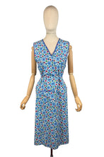 Load image into Gallery viewer, Original 1940's Blue, Pink, Green and White Floral Print Cotton Apron - Great Chore Dress - Would Make A Great Summer Dress - Bust 38 40

