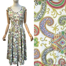 Load image into Gallery viewer, Original Late 1940's Vibrant Cotton Sundress with Paste Trim and Pocket - Bust 38
