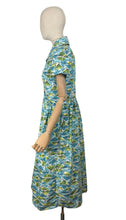 Load image into Gallery viewer, Original 1950's Roy Freres Green, Blue, White and Black Abstract Print Day Dress - Bust 36 38

