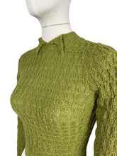 Load image into Gallery viewer, Reproduction 1930&#39;s Hand Knitted Long Sleeved Jumper in Lily Pad Green - Bust 32 34
