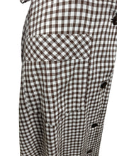 Load image into Gallery viewer, Vintage White and Brown Gingham Day Dress with Large Patch Pocket - Bust 37 38
