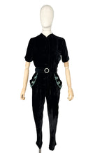 Load image into Gallery viewer, Original 1940&#39;s Black Velvet Beaded Jumpsuit by Robert Rosenfeld - Bust 34
