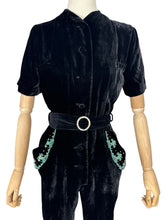 Load image into Gallery viewer, Original 1940&#39;s Black Velvet Beaded Jumpsuit by Robert Rosenfeld - Bust 34
