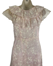 Load image into Gallery viewer, Original 1930&#39;s Pale Pink and White Full Length Evening Dress with Ruffle Trim - Bust 32
