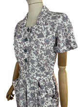 Load image into Gallery viewer, RESERVED DO NOT BUY Original 1940's CC41 Heavy Linen Novelty Print Belted Day Dress - Bust 34 35

