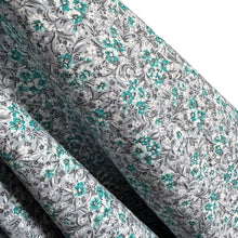 Load image into Gallery viewer, Original 1940's or 1950's Grey, White, Black and Blue Floral Cotton Dressmaking Fabric - 37" x 108"
