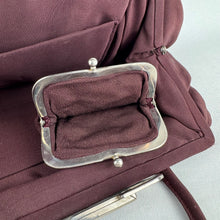 Load image into Gallery viewer, Original 1930's or 1940's Burgundy Crepe Handbag and Coin Purse with Corde Style Detailing *
