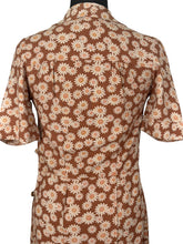Load image into Gallery viewer, Original 1930's Brown Cotton Day Dress with Pretty Floral Print in Cream and Pink - Bust 32 *
