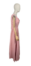Load image into Gallery viewer, Original 1950&#39;s Pink and White Cotton Full Length Evening Dress with Pockets - Bust 36 *
