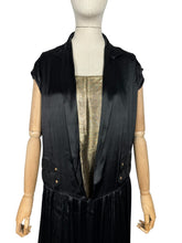 Load image into Gallery viewer, Original 1920’s Black Silk Dress with Fabulous Gold Lame Slip - Bust 32 *
