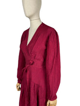Load image into Gallery viewer, Original 1940&#39;s CC41 Burgundy Textured Crepe Belted Day Dress with Long Sleeves - Bust 38 40 *
