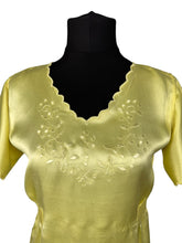 Load image into Gallery viewer, Original 1940’s Embroidered Lemon Yellow Pyjama Top with Scalloped Edge - Great Summer Blouse - Bust 32 34
