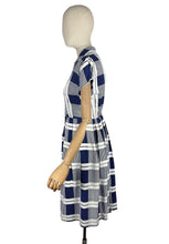 Load image into Gallery viewer, Original 1950's Peggy Page Navy and White Check Day Dress - Bust 36 37 *
