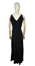 Load image into Gallery viewer, Original 1940&#39;s Bias Cut Black Crepe Full Length Evening Dress with Sequin Trim - Bust 36 38 *
