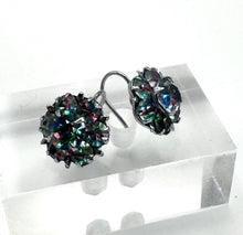 Load image into Gallery viewer, Original 1930&#39;s 1940&#39;s White Metal Iris Glass Flower Earrings for Pierced Ears
