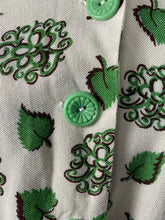 Load image into Gallery viewer, Original 1940&#39;s White and Green Belted Linen Day Dress with Leaf Print - Bust 34 36*
