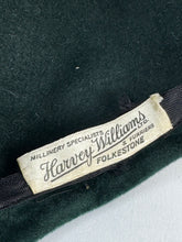 Load image into Gallery viewer, Original 1950’s Bottle Green Felt Hat With Pretty Felt Flower Trim
