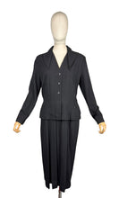 Load image into Gallery viewer, Original 1940's 1950's Inky Black Wool Day Dress with Button Front Bodice - Looks Like a Suit - Bust 40
