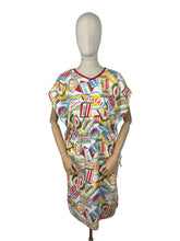 Load image into Gallery viewer, Original 1950&#39;s Bright Novelty Print Towelling Beach Cover Up With Tourist Destinations
