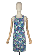 Load image into Gallery viewer, Original 1940's Hawkins of Preston CC41 Apron - Green, Purple, Navy and Pale Blue Abstract Print - Bust 34 36
