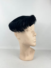 Load image into Gallery viewer, Original 1950&#39;s Inky Black Cocktail Hat in Velvet and Feather *
