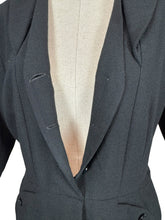 Load image into Gallery viewer, Original 1940's 1950's Inky Black Wool Day Dress with Button Front Bodice - Looks Like a Suit - Bust 40
