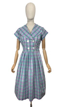 Load image into Gallery viewer, Original 1950’s Carolyn North Purple and Green Plaid Day Dress - Bust 36
