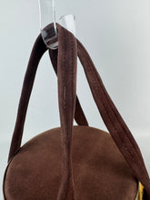 Load image into Gallery viewer, Original 1940&#39;s Chocolate Brown Suede Bag with Gold-tone Frame and Clasp
