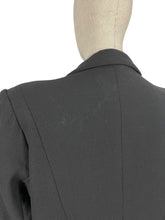 Load image into Gallery viewer, Original 1940’s Black Wool Double Breasted Coat with Velvet Appliqué Detail - Bust 42 44 46 *
