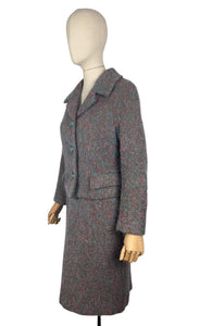 Original Late 1950's or Early 1960's Vibrant Wool Hebe Skirt Suit - Bust 36