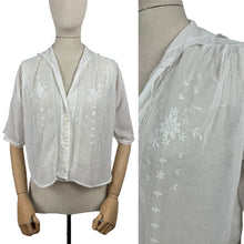 Load image into Gallery viewer, Vintage Edwardian Style Blouse in Fine Cotton Lawn with Mother of Pearl Buttons, Pintucks and Lace Trim - Bust 36
