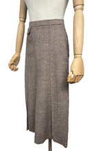 Load image into Gallery viewer, Original 1940&#39;s Brown and White Tweed Pleated Skirt with Pocket - Waist 26&quot;
