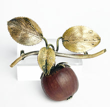 Load image into Gallery viewer, Charming Vintage 1940&#39;s Real Hazelnut Brooch with Metal Leaves
