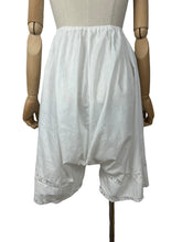 Load image into Gallery viewer, Antique Edwardian Fine Cotton Lawn Bloomers with Pin Tucks, Embroidery and Lace Work *
