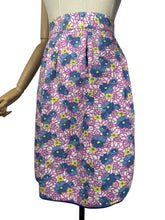 Load image into Gallery viewer, Original 1940's Feed Sack Apron - White Ground with Pink Leaves and Flowers in Blue and Yellow
