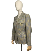 Load image into Gallery viewer, RESERVED FOR KELLY - DO NOT BUY Original 1940&#39;s Grey and Yellow Check Jacket with Fabulous Pocket Detail by Brenner Sports - Bust 38
