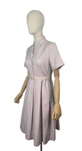 Load image into Gallery viewer, Original 1950's Crisp Cotton Belted Day Dress in Pink and Blue Plaid - Bust 36 37 *
